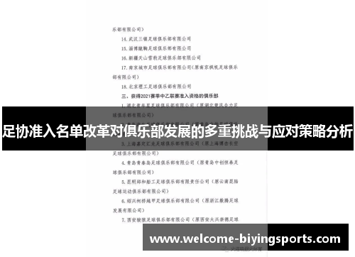 足协准入名单改革对俱乐部发展的多重挑战与应对策略分析 足协准入名单改革对俱乐部发展的多重挑战与应对策略分析
